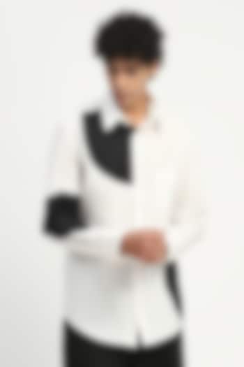 Ivory & Black Poplin Party Wear Shirt by Abraham & Thakore at Pernia's Pop Up Shop