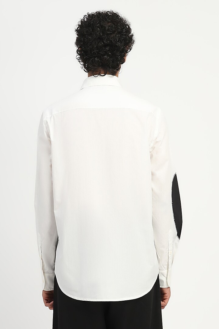 Ivory & Black Poplin Party Wear Shirt by Abraham & Thakore Men at Pernia's Pop Up Shop