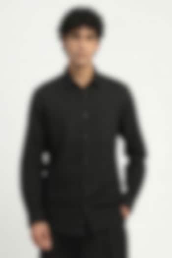 Black Cambric Checkered Party Wear Shirt by Abraham & Thakore Men at Pernia's Pop Up Shop