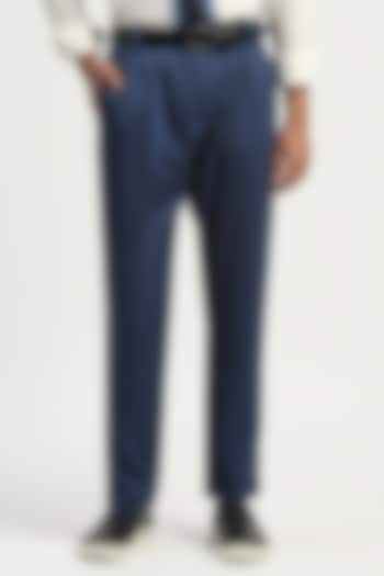 Indigo Tencel Cotton Tie-Dye Aari Yarn Trousers by Abraham & Thakore Men at Pernia's Pop Up Shop