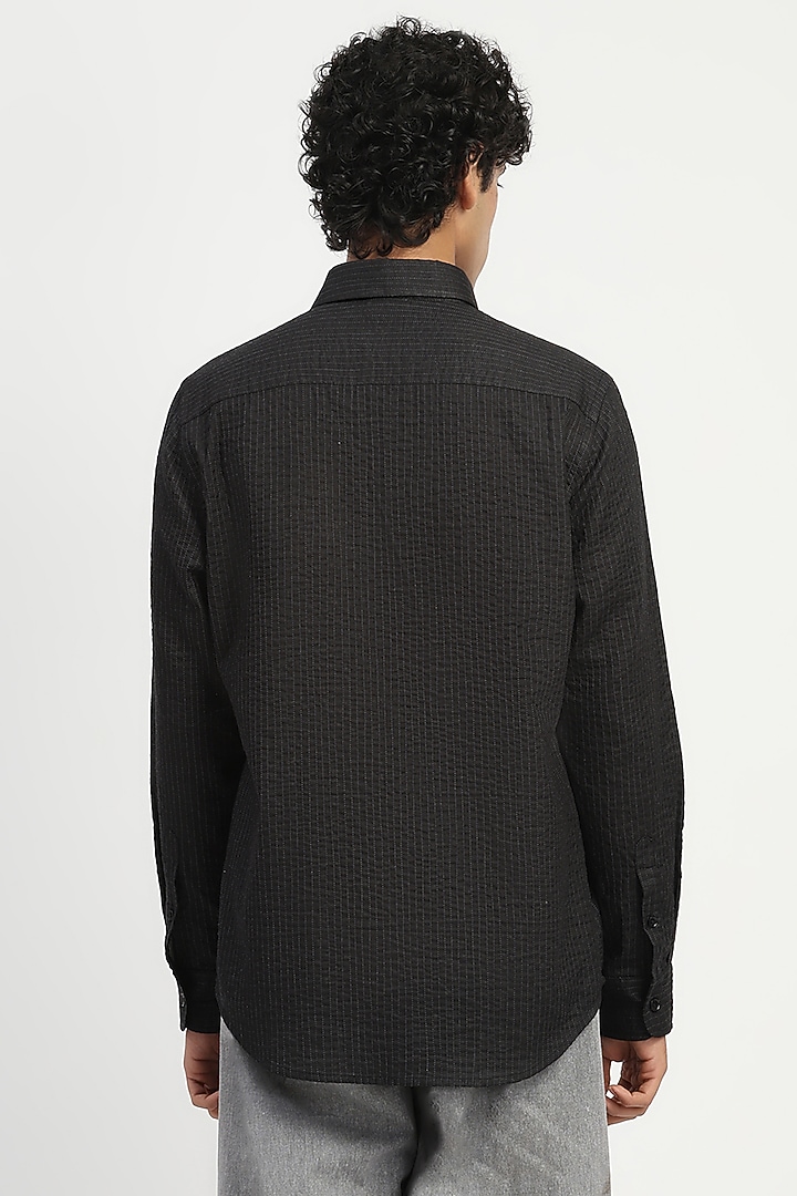 Black Cambric Party Wear Shirt by Abraham & Thakore Men at Pernia's Pop Up Shop