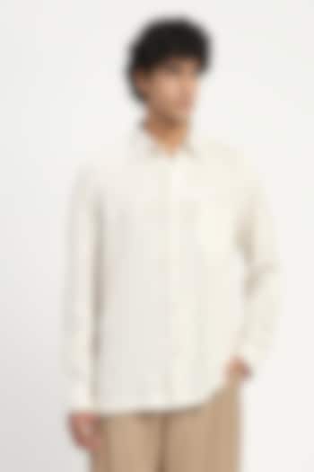 Ivory Handspun Cotton Party Wear Shirt by Abraham & Thakore at Pernia's Pop Up Shop