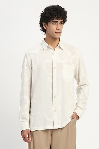 Ivory Handspun Cotton Shirt by Abraham & Thakore Men