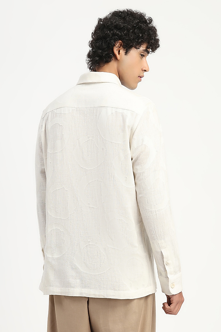 Ivory Handspun Cotton Party Wear Shirt by Abraham & Thakore Men at Pernia's Pop Up Shop