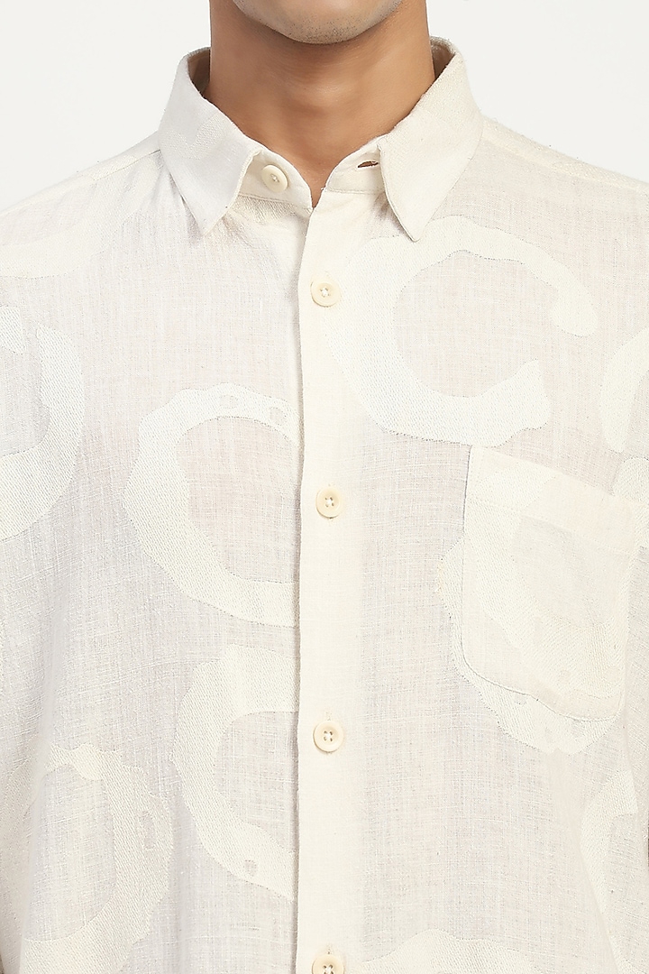 Ivory Handspun Cotton Party Wear Shirt by Abraham & Thakore Men at Pernia's Pop Up Shop