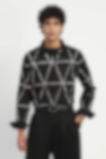 Black Cambric Party Wear Shirt by Abraham & Thakore at Pernia's Pop Up Shop