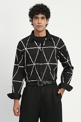 Black Cambric Shirt by Abraham & Thakore Men