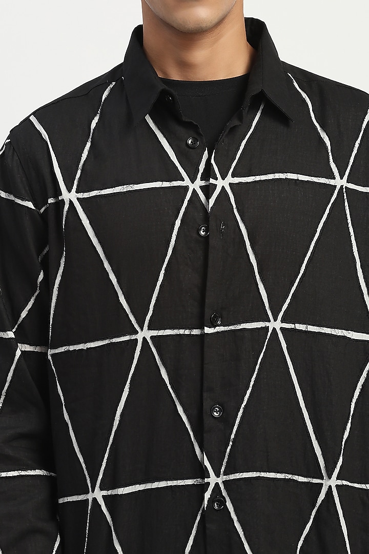 Black Cambric Party Wear Shirt by Abraham & Thakore Men at Pernia's Pop Up Shop
