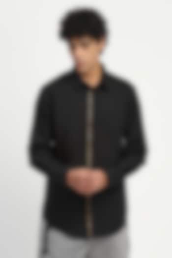 Black Poplin Party Wear Shirt by Abraham & Thakore at Pernia's Pop Up Shop