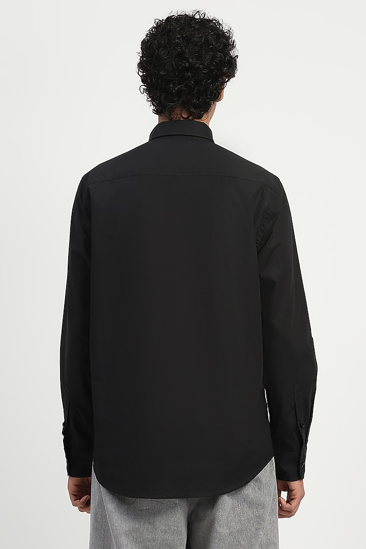 Black Poplin Party Wear Shirt by Abraham & Thakore Men at Pernia's Pop Up Shop