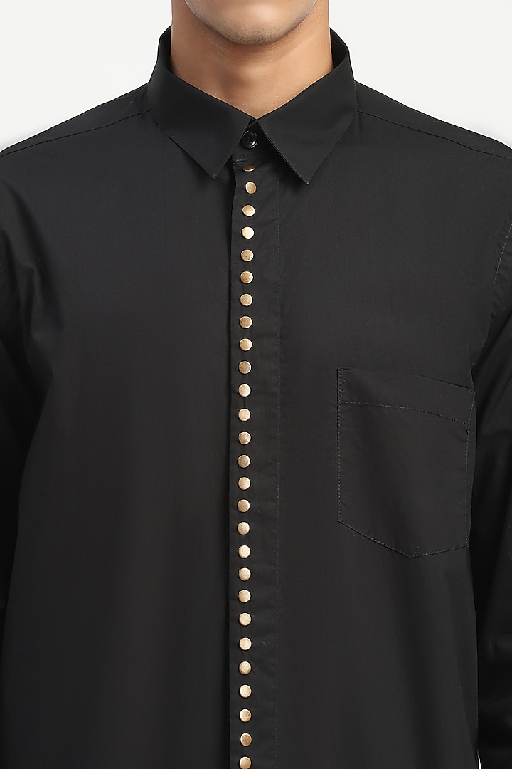 Black Poplin Party Wear Shirt by Abraham & Thakore Men at Pernia's Pop Up Shop