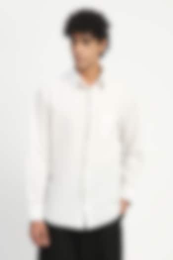 Ivory Poplin Party Wear Shirt by Abraham & Thakore at Pernia's Pop Up Shop