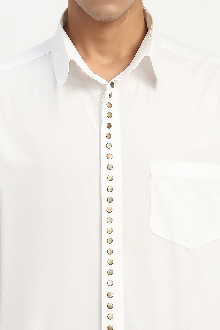 Ivory Poplin Party Wear Shirt by Abraham & Thakore Men at Pernia's Pop Up Shop