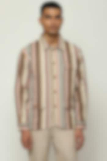 Multi-Colored Twill Striped Jacket by Abraham & Thakore Men at Pernia's Pop Up Shop