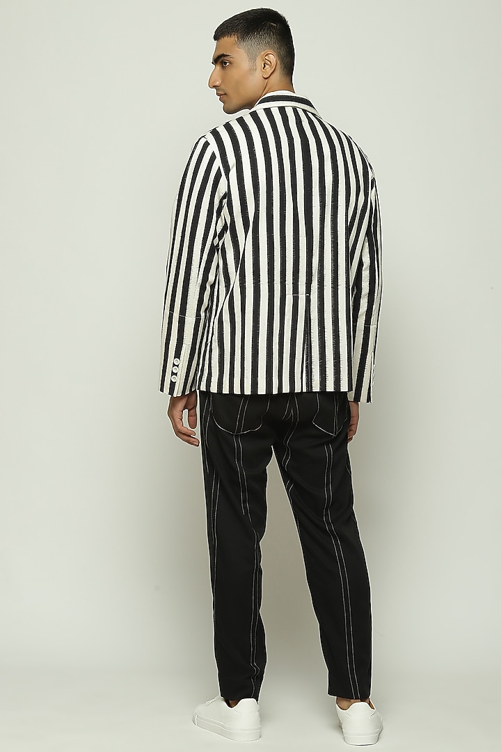 Black & White Cotton Jacket by Abraham & Thakore Men at Pernia's Pop Up Shop