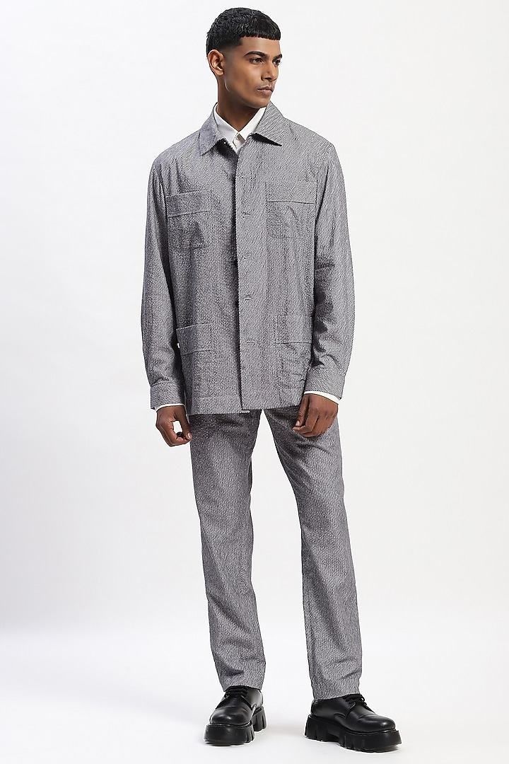 Multi-Colored Cotton Seersucker Fabric Digital Printed Party Wear Shirt by Abraham & Thakore Men at Pernia's Pop Up Shop