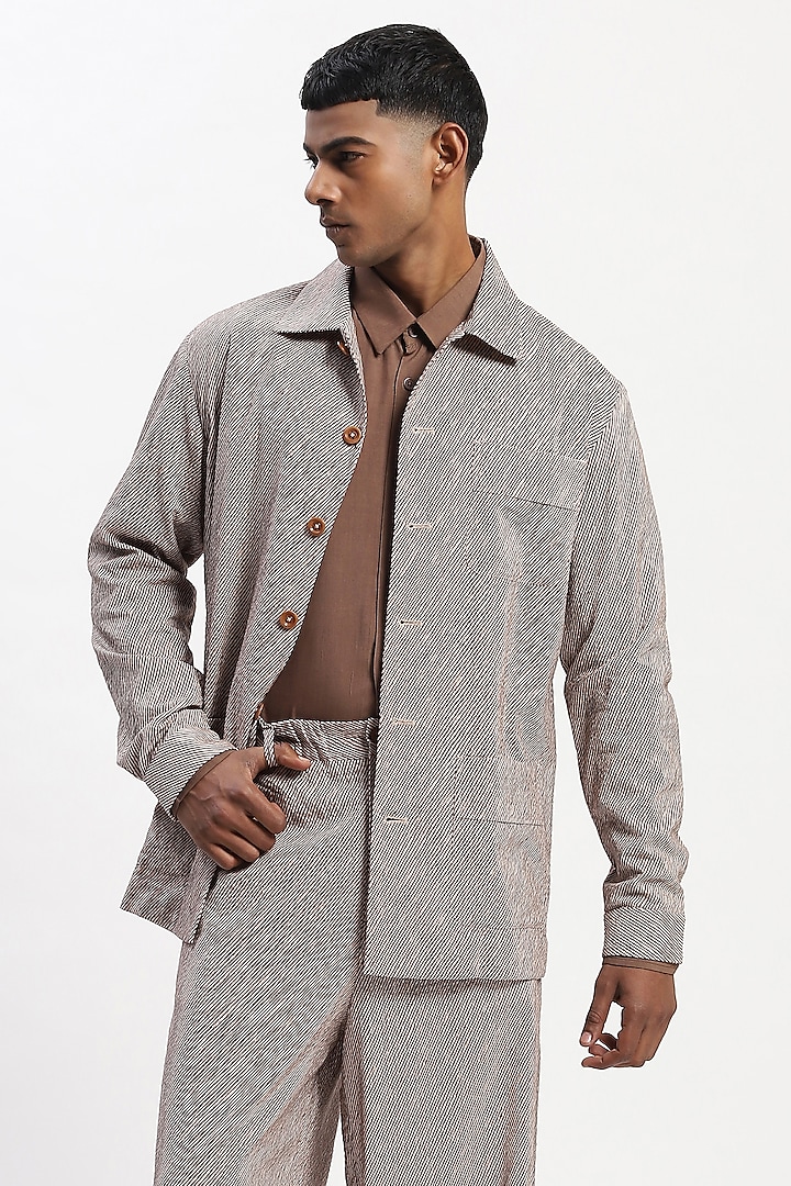 Multi-Colored Cotton Seersucker Fabric Digital Printed Party Wear Shirt by Abraham & Thakore Men at Pernia's Pop Up Shop