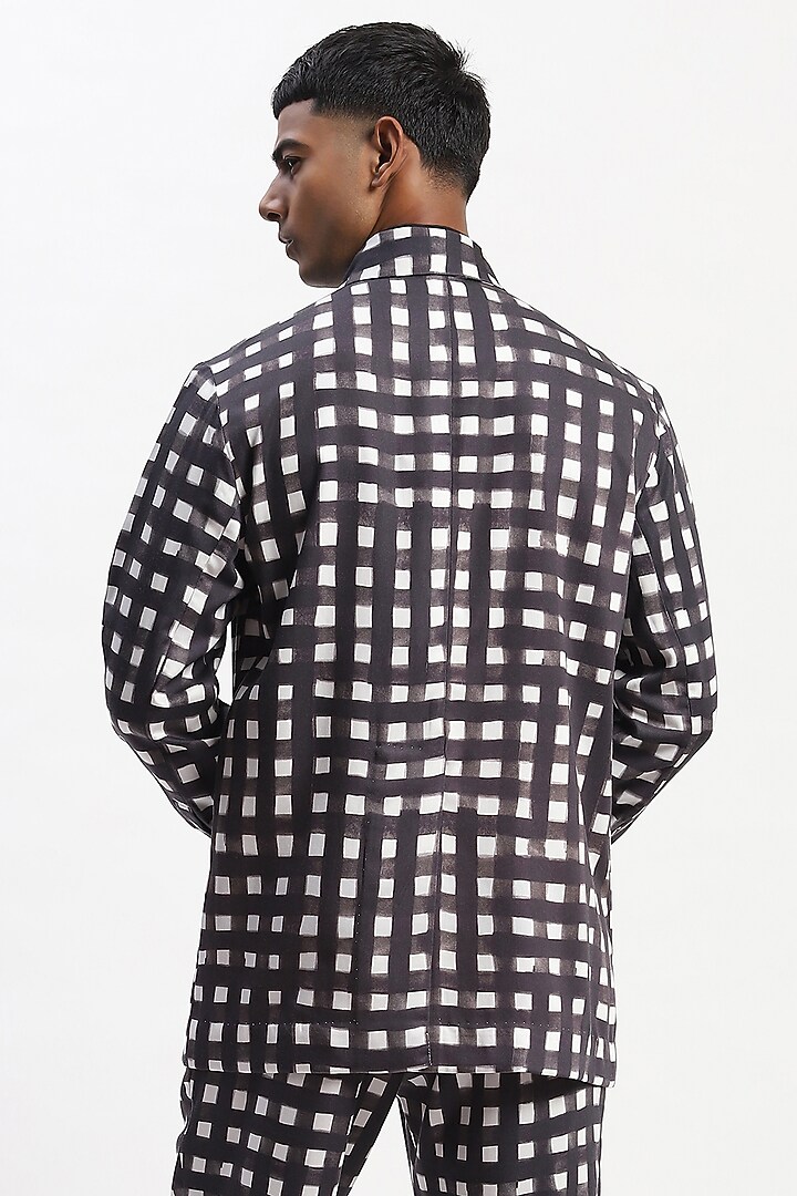 Black Cotton Blend Digital Printed Party Wear Shirt by Abraham & Thakore Men at Pernia's Pop Up Shop
