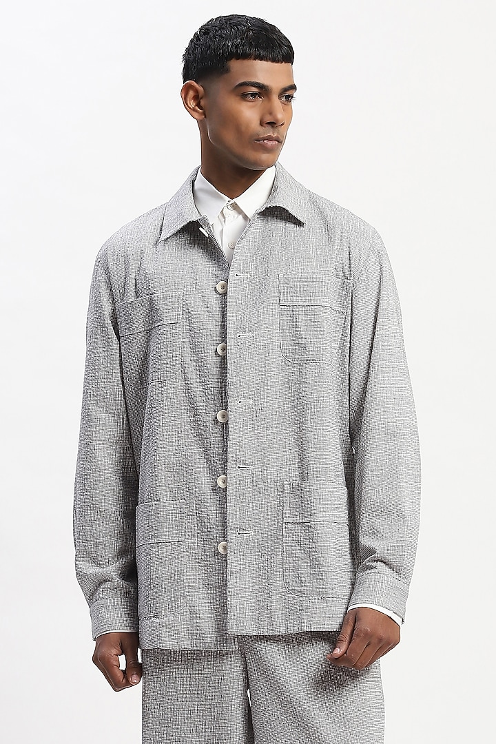 Multi-Colored Cotton Seersucker Fabric Digital Printed Party Wear Shirt by Abraham & Thakore Men at Pernia's Pop Up Shop