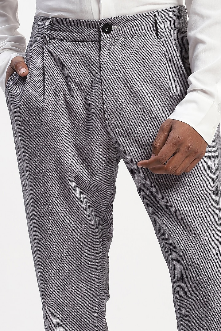 Multi-Colored Cotton Seersucker Fabric Digital Printed Trousers by Abraham & Thakore Men at Pernia's Pop Up Shop