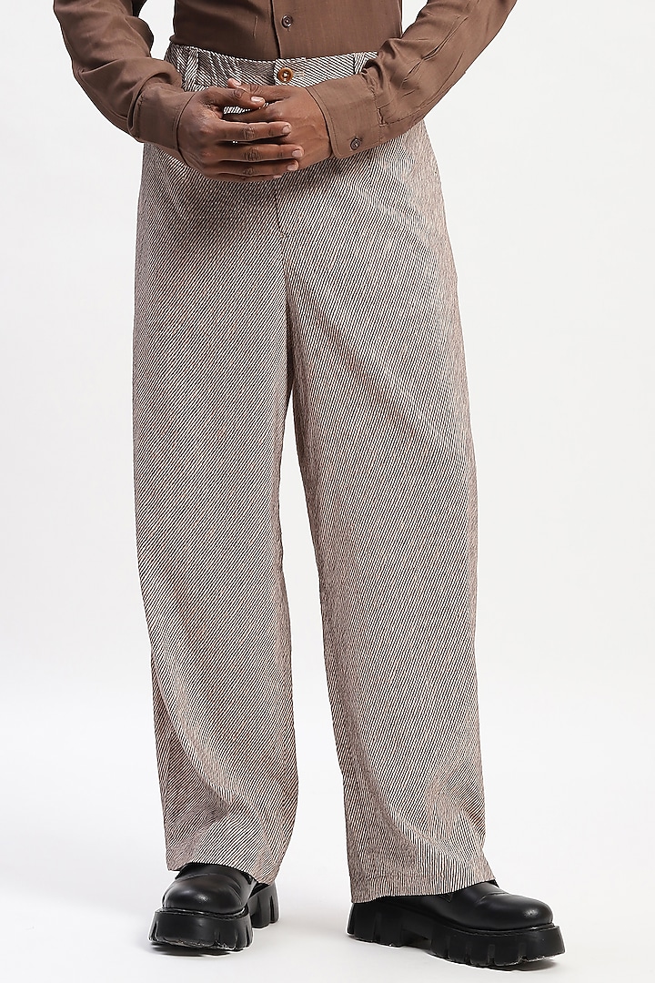 Multi-Colored Cotton Seersucker Fabric Digital Printed Trousers by Abraham & Thakore Men at Pernia's Pop Up Shop
