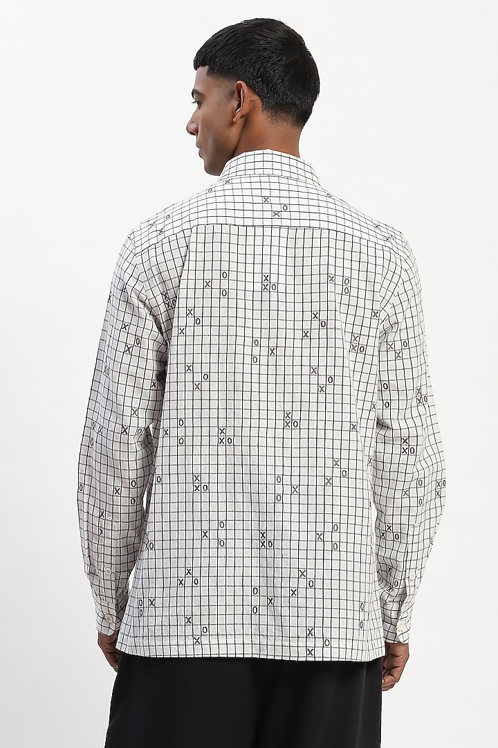 White Cotton Blend Silk Yarn Embroidered Party Wear Shirt by Abraham & Thakore Men at Pernia's Pop Up Shop