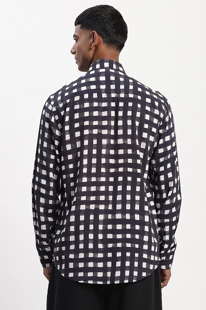 Black Lyocell Digital Printed Party Wear Shirt by Abraham & Thakore Men at Pernia's Pop Up Shop