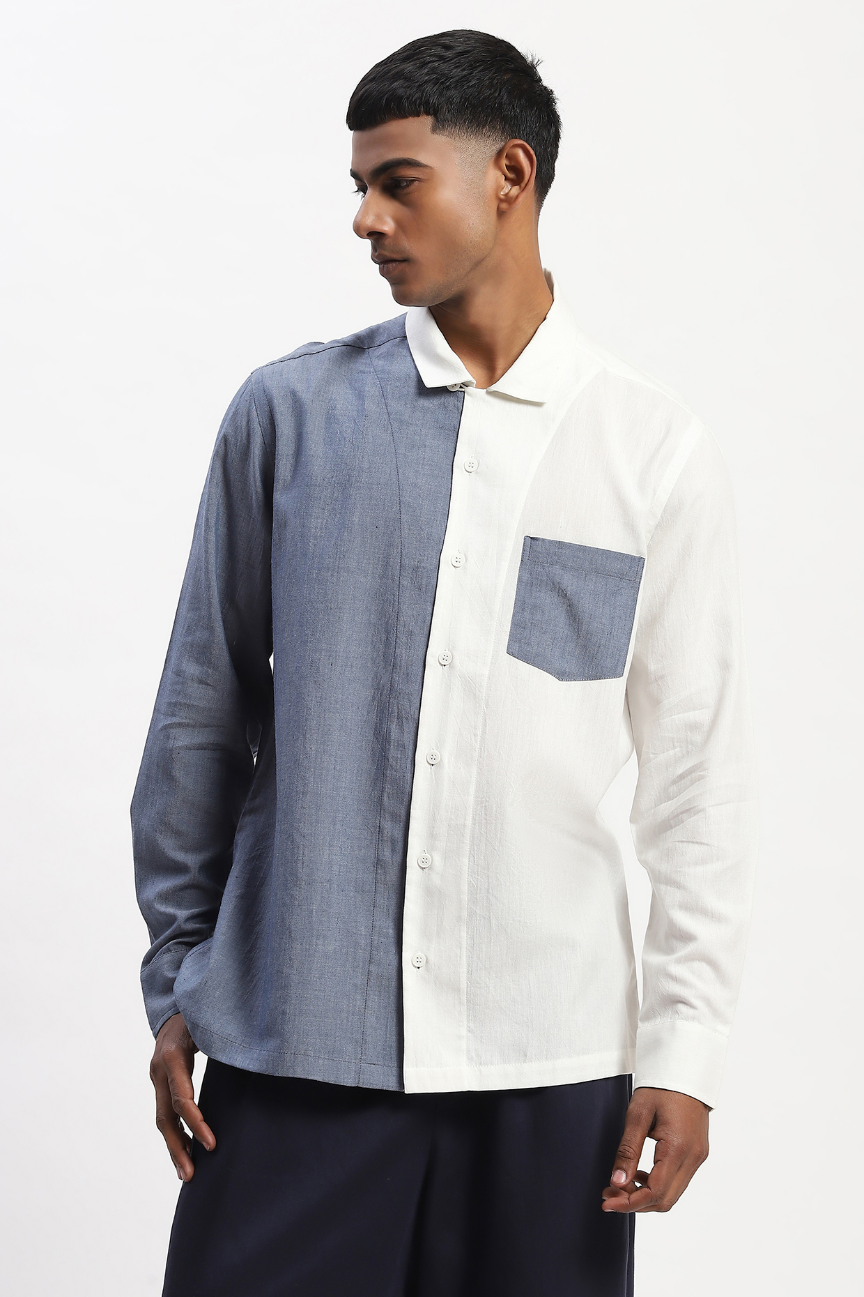 Multi-Colored Cotton Blend Woven Shirt by Abraham & Thakore Men