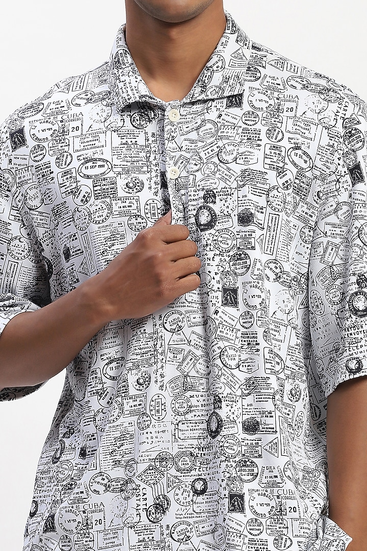 White Cotton Whimsical Digital Printed T-Shirt by Abraham & Thakore Men at Pernia's Pop Up Shop