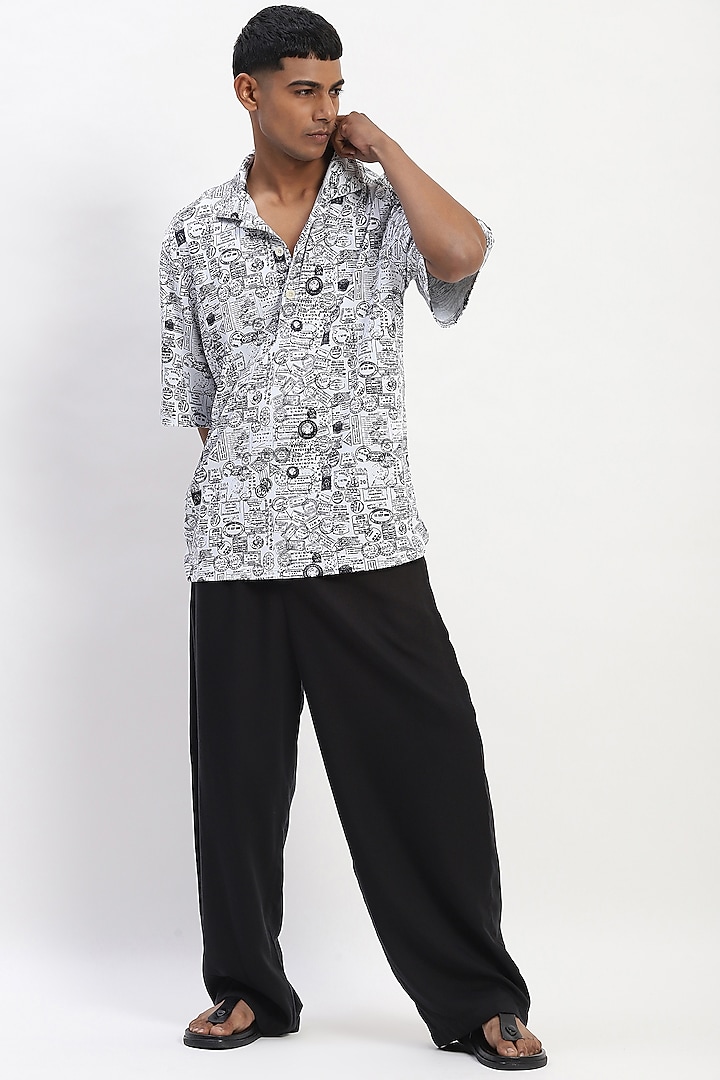 White Cotton Whimsical Digital Printed T-Shirt by Abraham & Thakore Men at Pernia's Pop Up Shop
