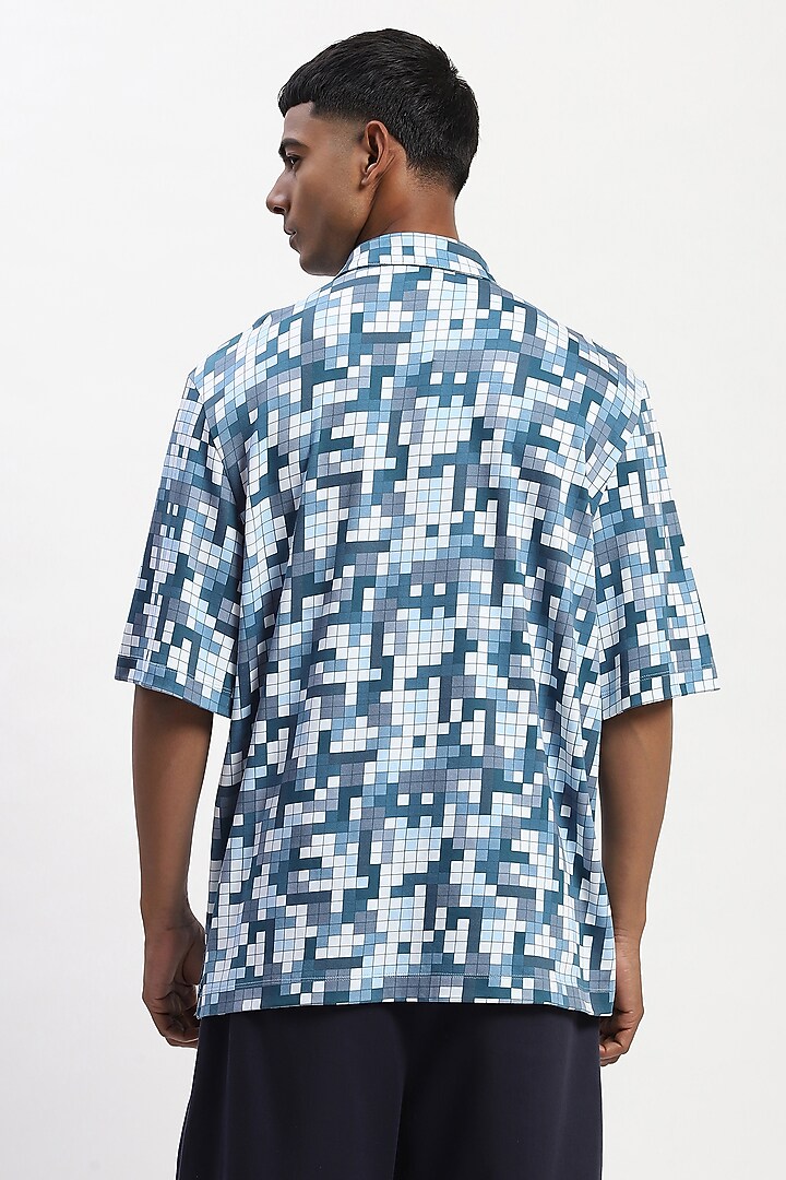 Blue Cotton Whimsical Digital Printed T-Shirt by Abraham & Thakore Men at Pernia's Pop Up Shop