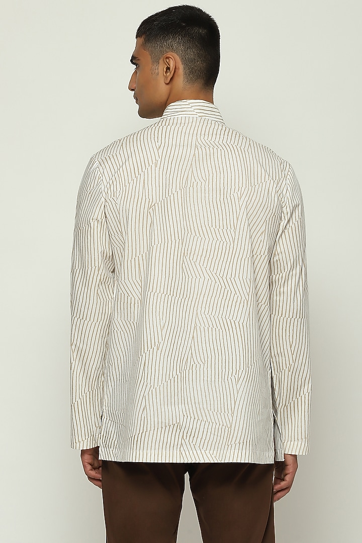 Ecru Cotton Striped Kurta by Abraham & Thakore Men at Pernia's Pop Up Shop