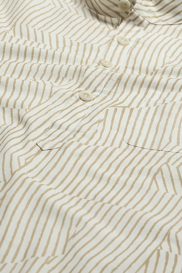 Ecru Cotton Striped Kurta by Abraham & Thakore Men at Pernia's Pop Up Shop