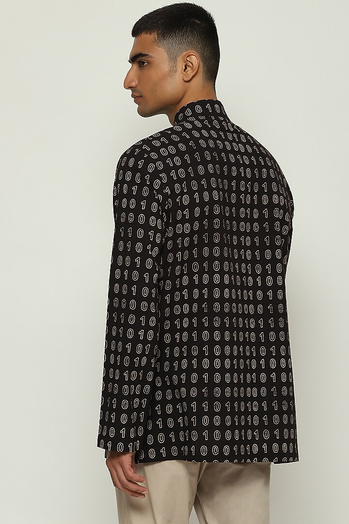Black Cotton Voile Block Printed Kurta by Abraham & Thakore Men at Pernia's Pop Up Shop