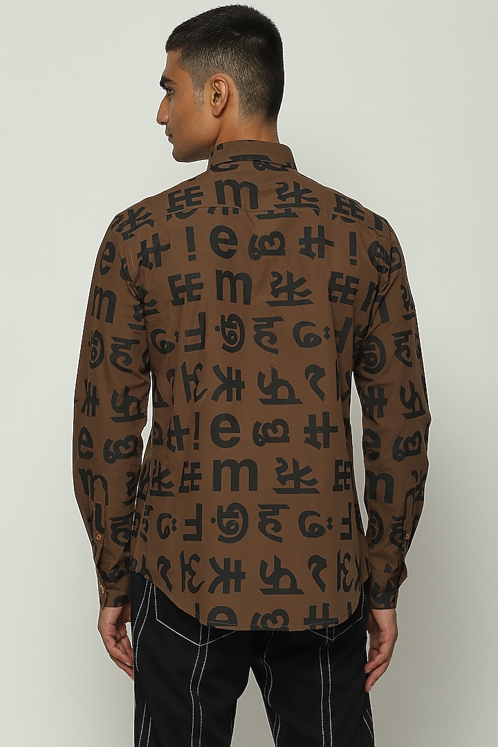 Brown Cotton Printed Party Wear Shirt by Abraham & Thakore Men at Pernia's Pop Up Shop
