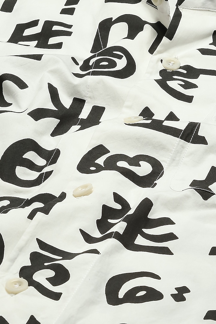 Ivory Cotton Printed Party Wear Shirt by Abraham & Thakore Men at Pernia's Pop Up Shop