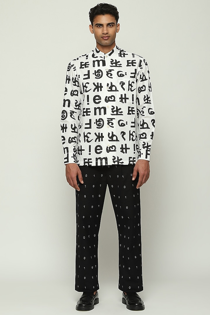 Ivory Cotton Printed Party Wear Shirt by Abraham & Thakore Men at Pernia's Pop Up Shop