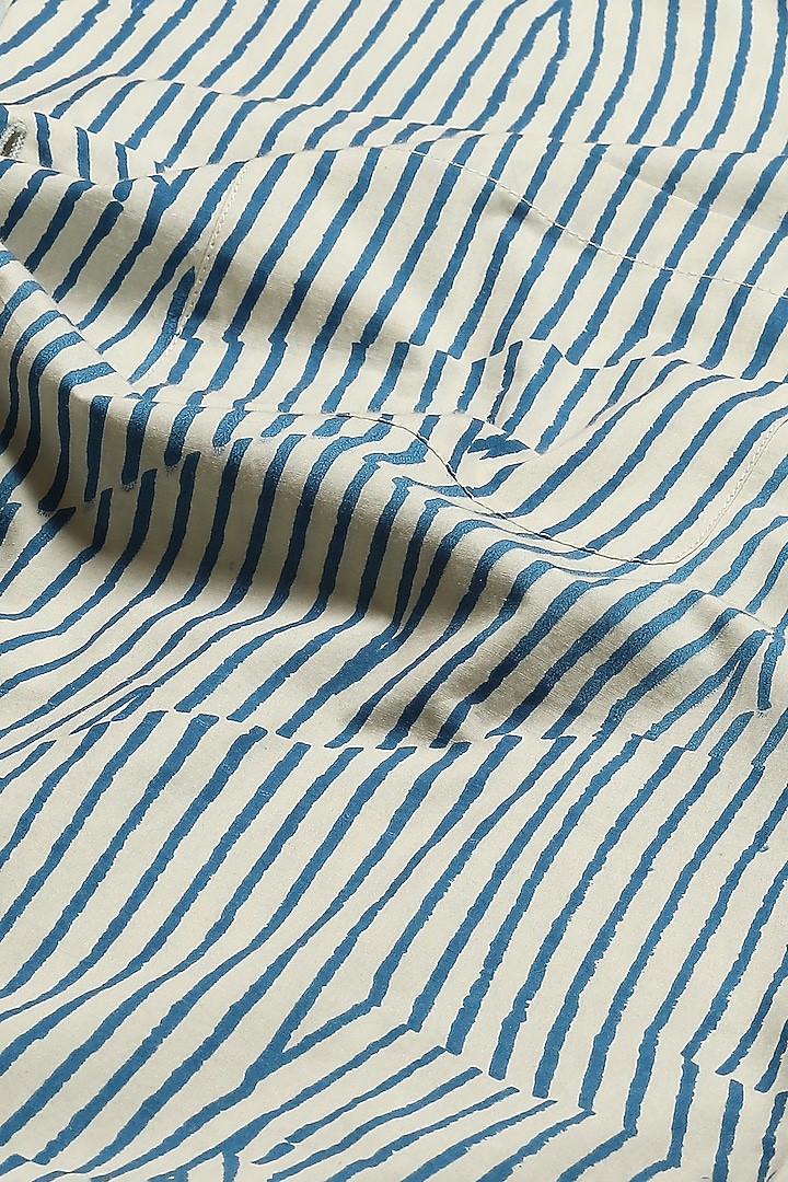 White Cotton Striped Party Wear Shirt by Abraham & Thakore Men at Pernia's Pop Up Shop