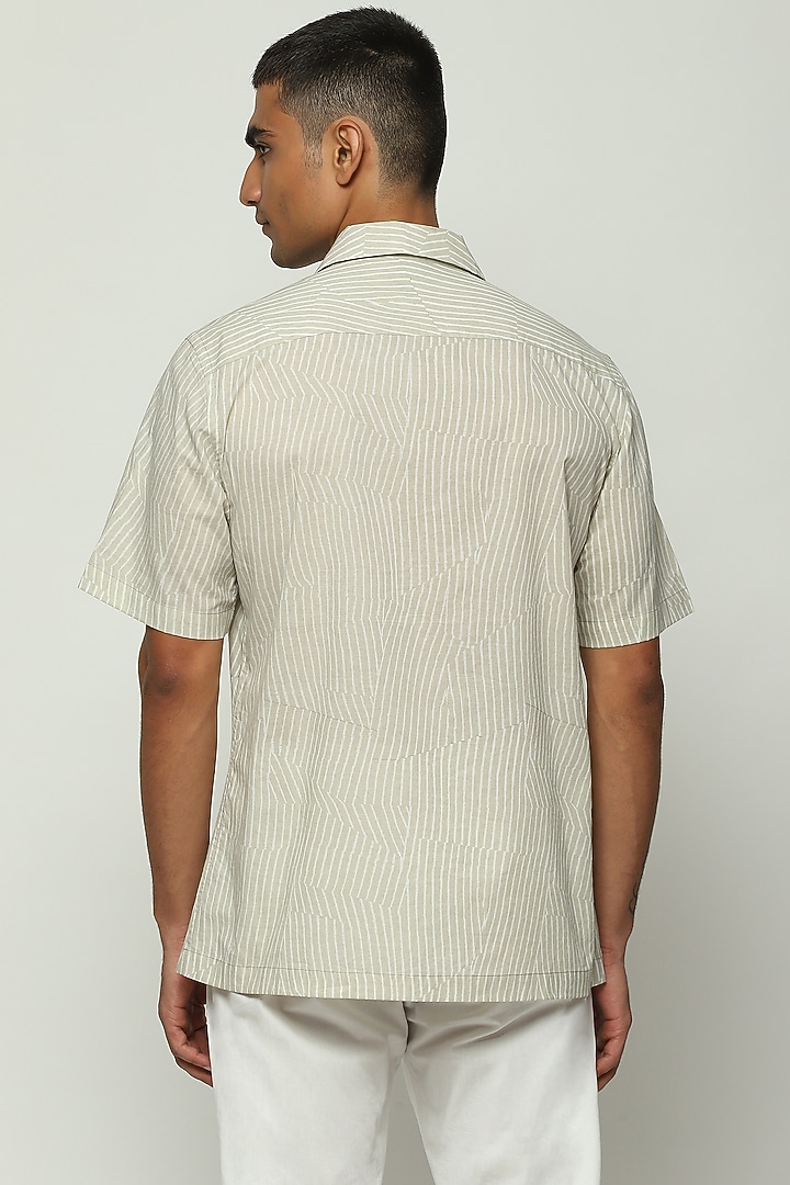 White Cotton Poplin Printed Party Wear Shirt by Abraham & Thakore Men at Pernia's Pop Up Shop