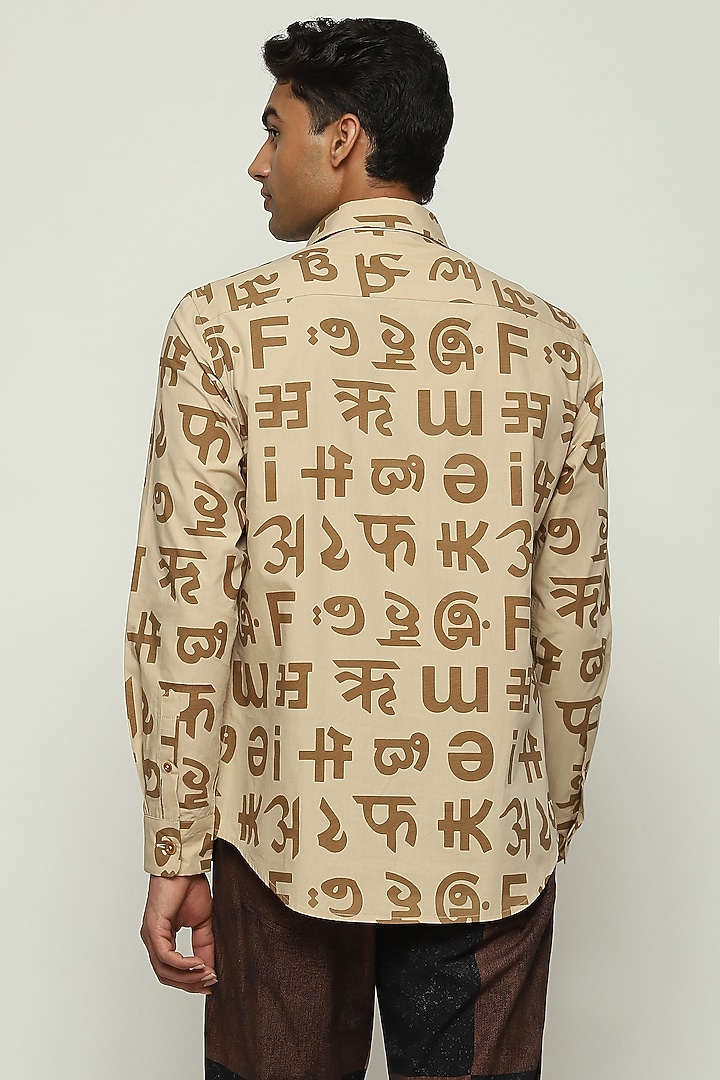 Tan Cotton Voile Party Wear Shirt by Abraham & Thakore Men at Pernia's Pop Up Shop