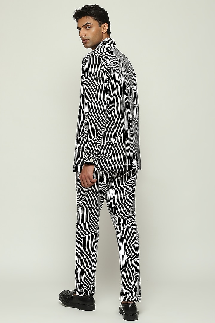 Black Cotton Printed Jacket by Abraham & Thakore Men at Pernia's Pop Up Shop