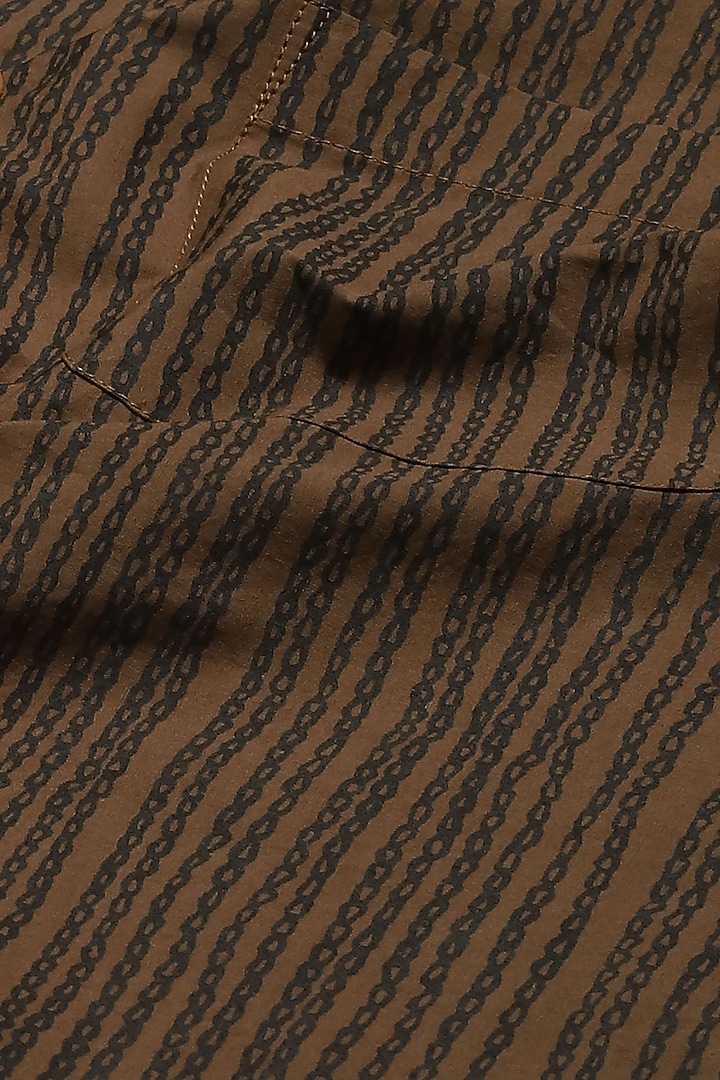 Brown Poplin Printed Party Wear Shirt by Abraham & Thakore Men at Pernia's Pop Up Shop