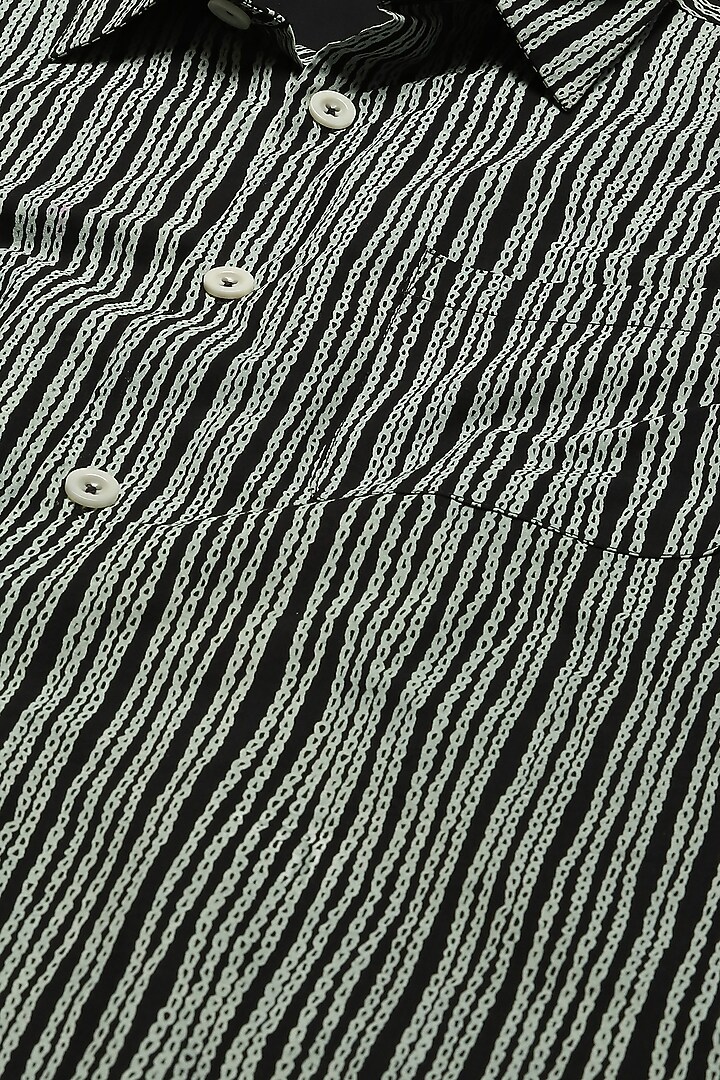 Black Poplin Printed Party Wear Shirt by Abraham & Thakore Men at Pernia's Pop Up Shop