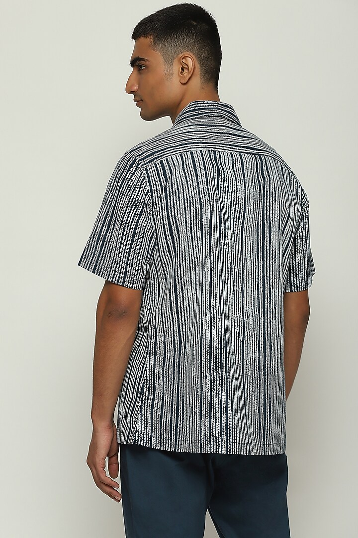 Black Poplin Printed Party Wear Shirt by Abraham & Thakore Men at Pernia's Pop Up Shop