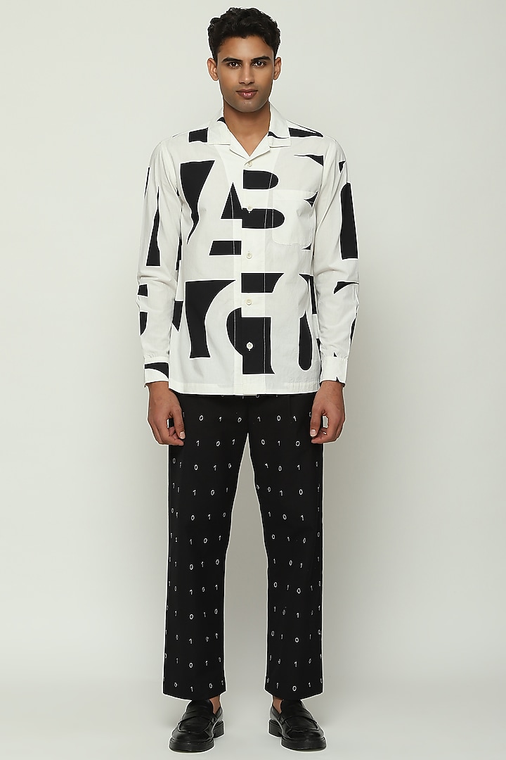 Black Poplin Digital Printed Party Wear Shirt by Abraham & Thakore Men at Pernia's Pop Up Shop