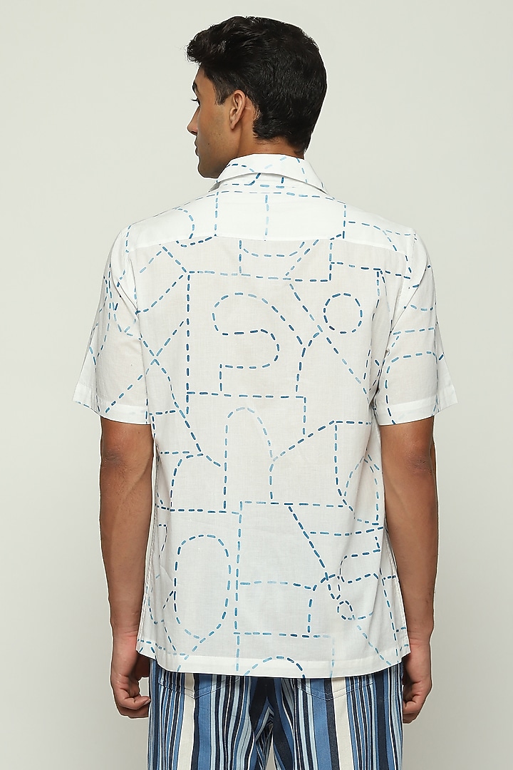 Cream Poplin Digital Printed Party Wear Shirt by Abraham & Thakore Men at Pernia's Pop Up Shop