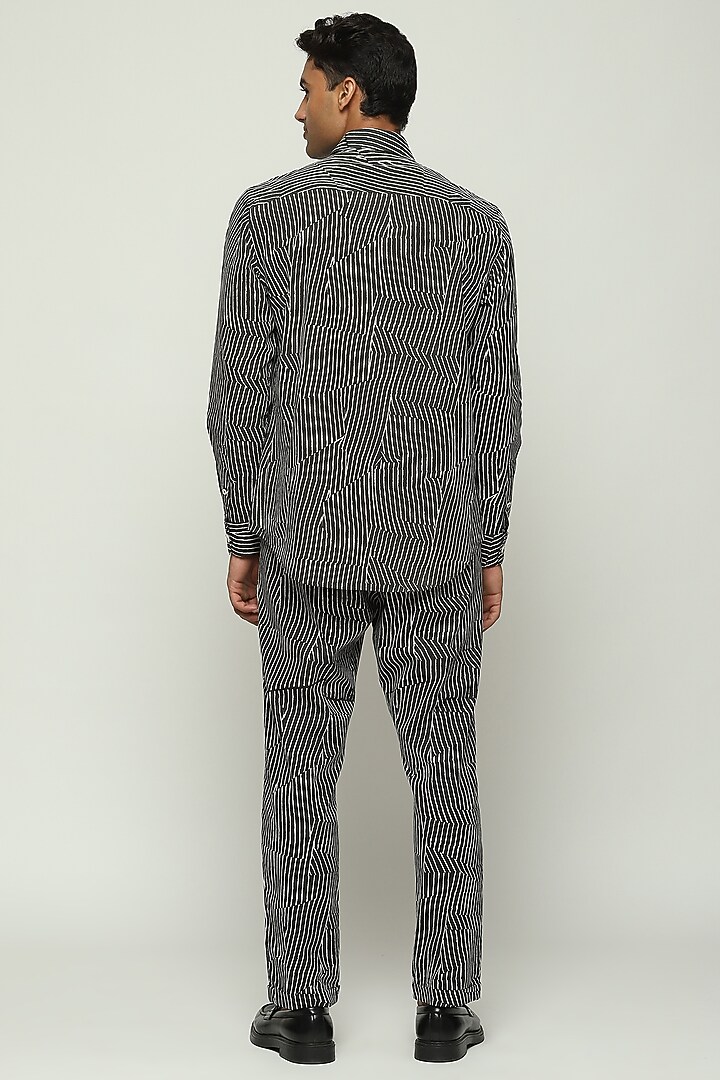 Black Cotton Printed Shirt by Abraham & Thakore Men at Pernia's Pop Up Shop