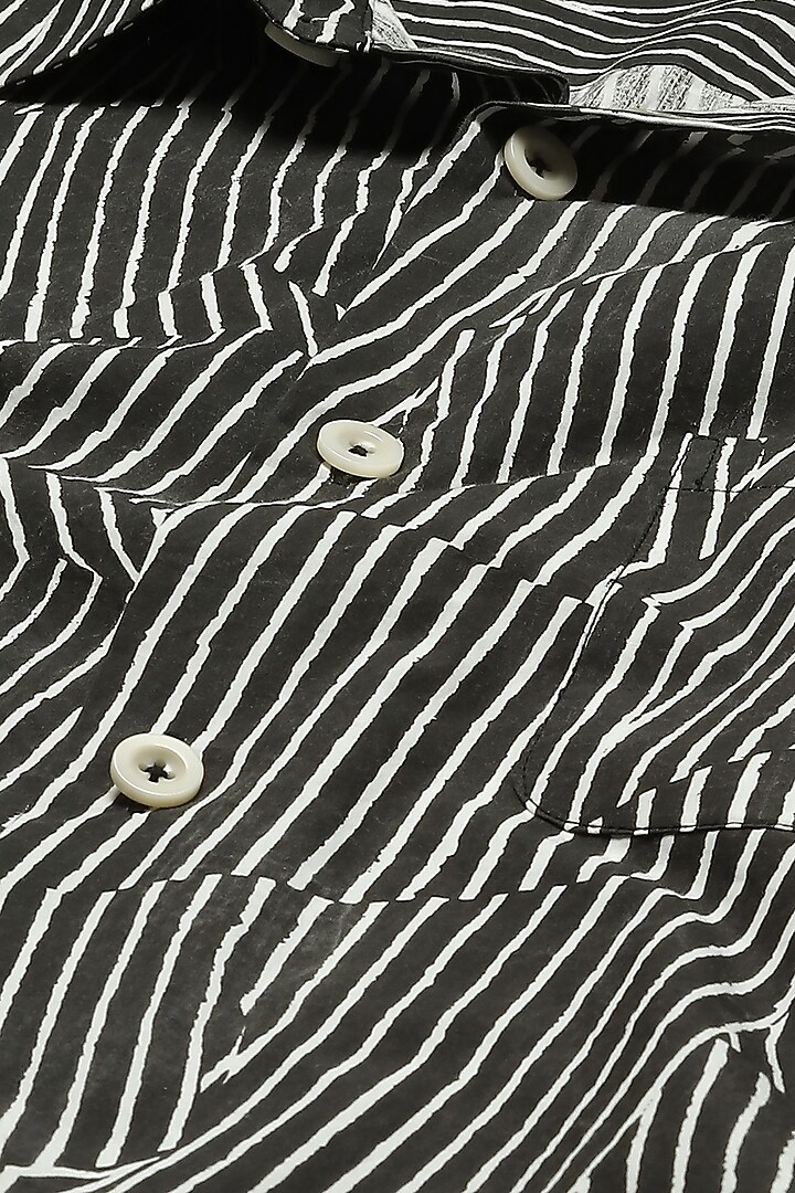 Black Cotton Printed Shirt by Abraham & Thakore Men at Pernia's Pop Up Shop