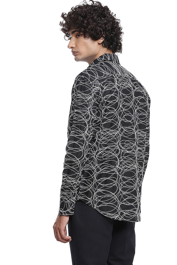 Black Embroidered Party Wear Shirt by Abraham & Thakore Men at Pernia's Pop Up Shop