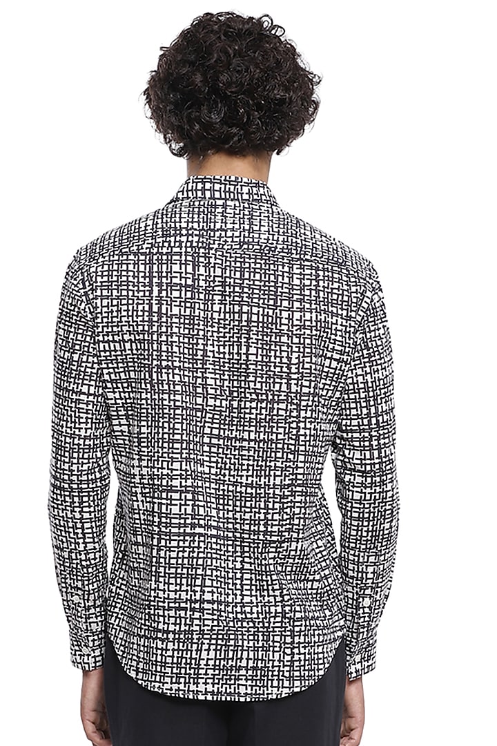 Ivory & Black Printed Party Wear Shirt by Abraham & Thakore Men at Pernia's Pop Up Shop